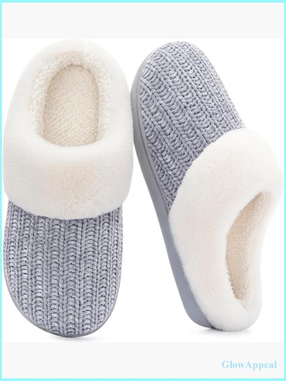 Chenille Knit House Slippers with Memory Foam and Non Slip Sole